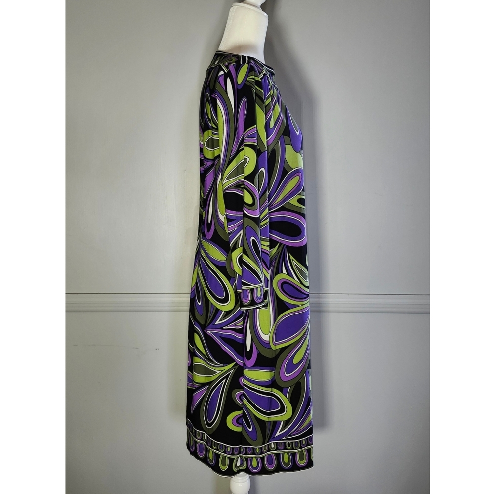 Sandra Darren Purple Green Cocktail Dress Knee-Length 3/4 Sleeve - Picture 2 of 5